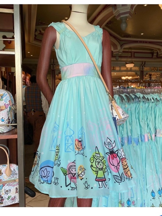 Disney Dresses & Skirts - Disney Mint Green Fit-and-Flare Dress with Pink Hanger Logo Detail